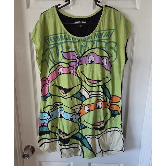 Nickelodeon L/XL TMNT Sleep Dress Ninja Turtles Green Large Graphic - Picture 3 of 4